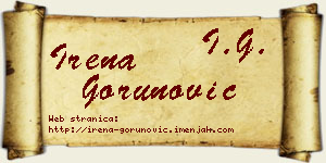 Irena Gorunović vizit kartica